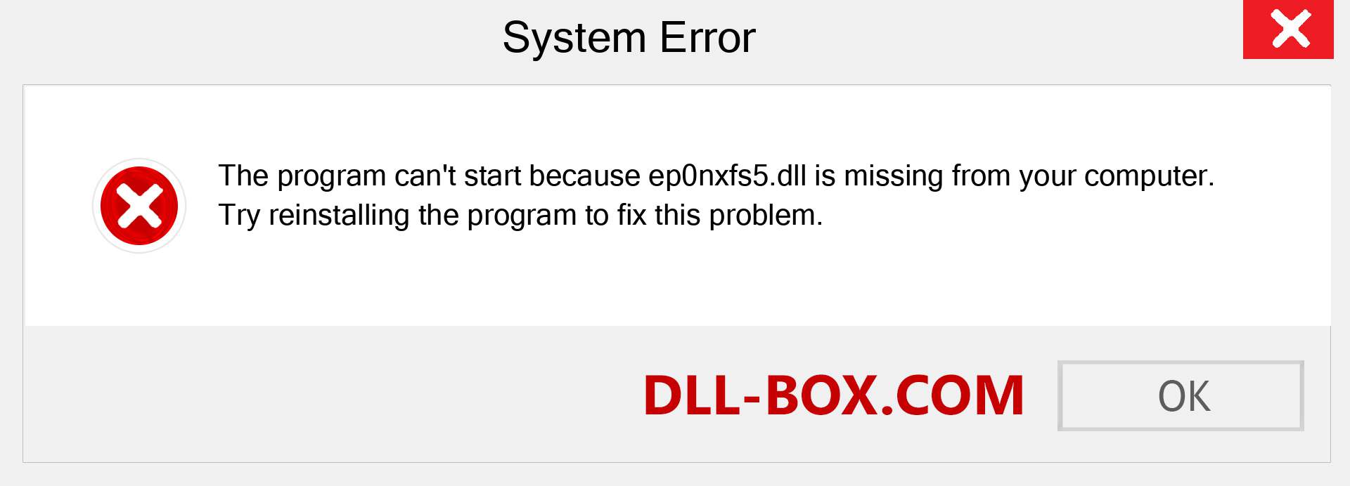  ep0nxfs5.dll file is missing?. Download for Windows 7, 8, 10 - Fix  ep0nxfs5 dll Missing Error on Windows, photos, images